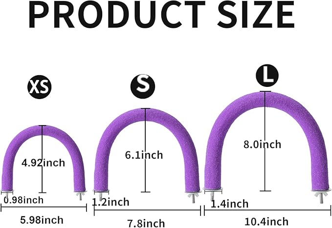 FrgKbTm U Shape Parrot Perch Stand Toy Bird Platform Sand Paw Grinding Clean Stick Exercise Conure Budgie Cockatiel Cage Accessories (Purple)