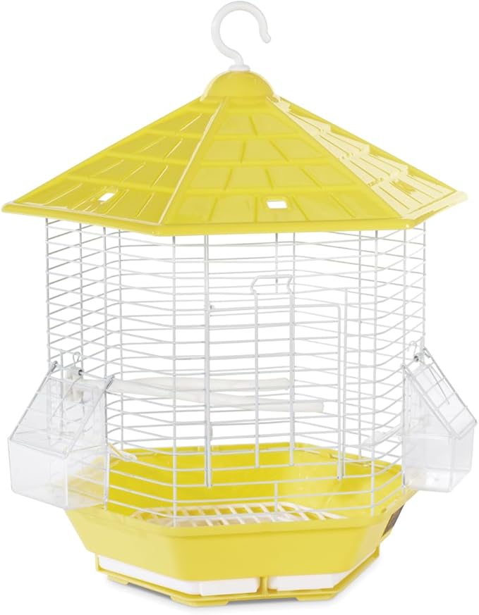 Prevue Pet Products Bali Bird Cage - Small Cage for Parakeets, Finches, Lovebirds, and Other Similarly Sized Small Birds, Compatible with Stand, Clear Visibility - Yellow