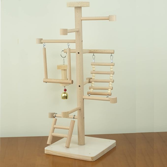 UANLANT Bird Playground Parrots Play Stand Parakeets Play Gyms Set Toy Birdcage Stand Perch Table Top Activity Center Conures Wood Playpen Platform Ladder Swing for Cockatiel Budgies Lovebirds