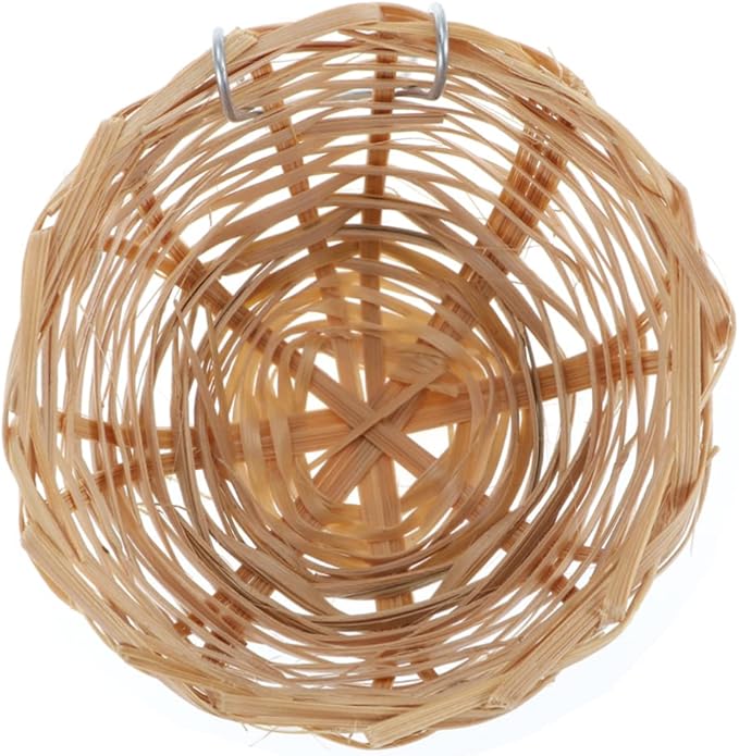 Mipcase 6pcs Handmade Bamboo Bird Nest Hook Country-Style Nest for Birds and Parrots Natural Bamboo Breeding Box for Pets Cozy Hanging Shelter for Your Aviary Decor