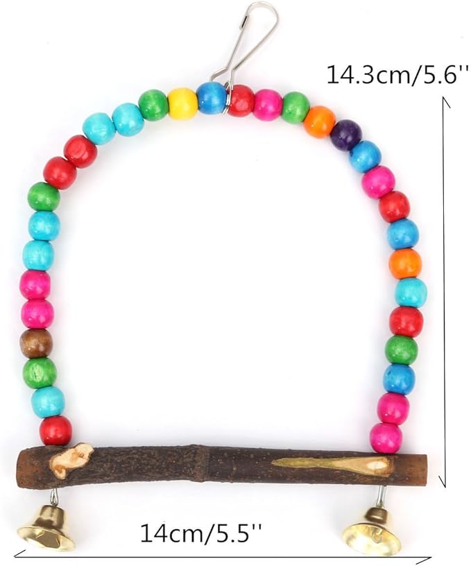 Wooden Bird Swing Hanging Toy for Parakeet Cockatiel Lovebird Budgie - Natural Wood Parrot Cage Accessory Multi-Size Pack