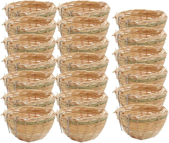 20pcs Woven Bird Breeding Nest Bed Birdhouse Hook Included for Finch