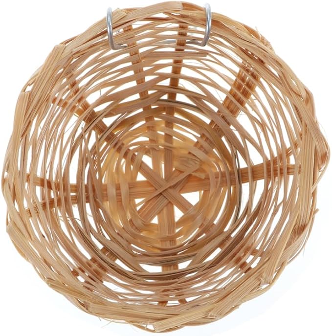 balacoo Handmade Bamboo Bird Nest with Hook Hanging Nest Box 3.93X3.93X2.36In Cozy Shelter for Small Birds Parrots and Doves Natural Bamboo Material Set of 2