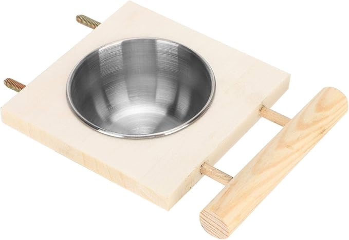 Pet Feeder, Parrots Feeding Dish Cups Stainless Steel Food Water Feeder Cage Accessory with Stand
