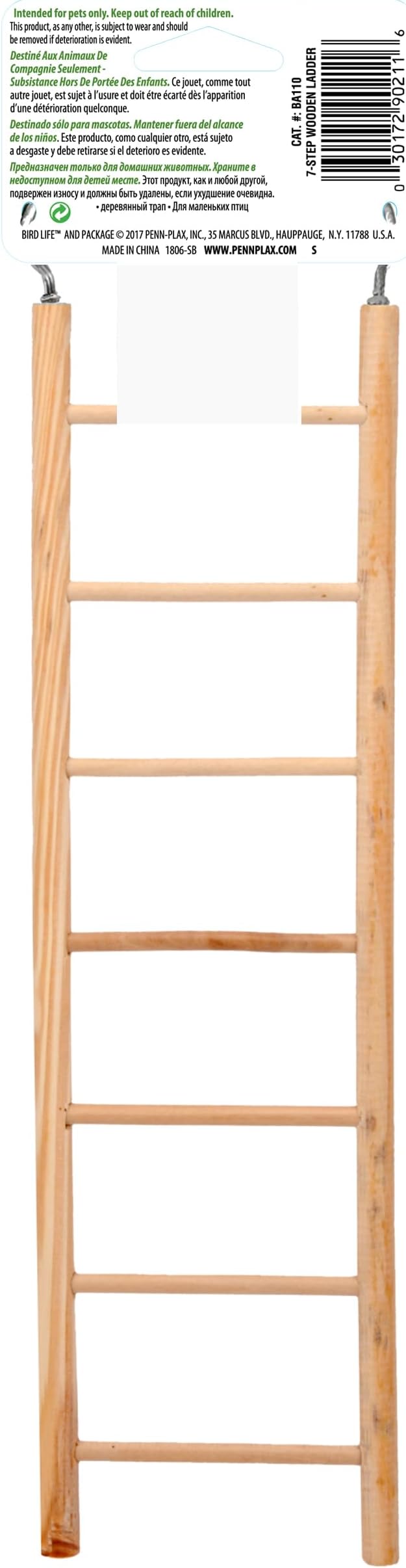 Penn-Plax 7-Step Wooden Bird Ladder | Provide Exercise and entertainmet for Your Bird | Looks Great | Durable and Safe