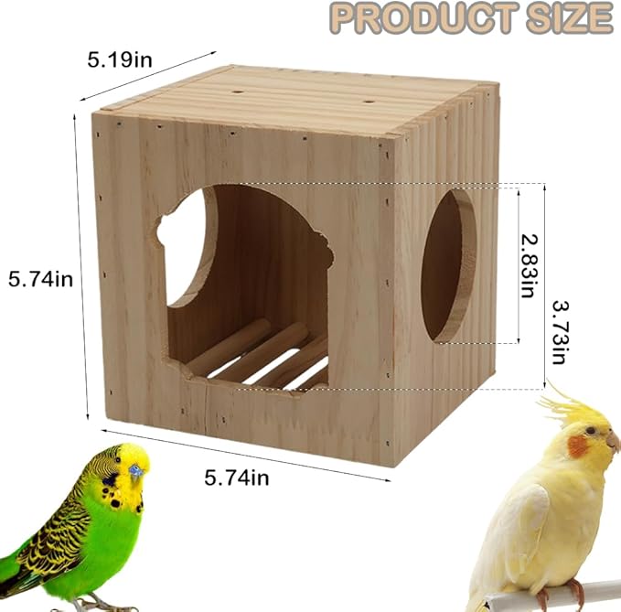 DQITJ Bird Cage House Nesting Box Wooden Breeding Nest for Small Bird Parrot Budgie Conure Lovebird Finch Parakeet Cockatiel