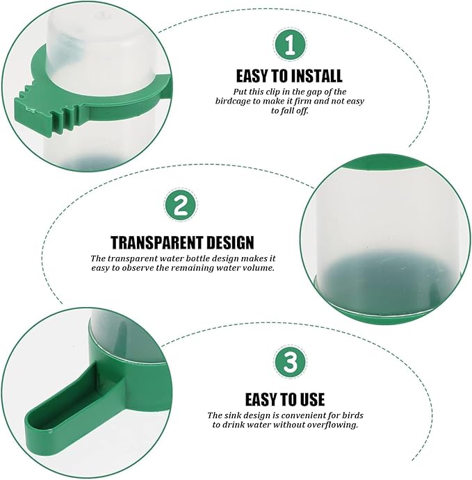Pigeon Waterer 10Pcs Automatic Bird Water Feeder Plastic Bird Drinker Dispenser for Parrot Pigeon Quail Lovebirds Drinking Bottle