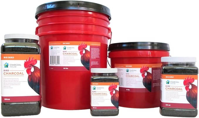 2qts Large Bird 100% Virgin Coconut Shell Granular Activated Charcoal - Not from China - for Health, Digestion, Feed Supplement, Scratch for Poultry, Pigeons, Parrots, Turkeys, Chickens and More
