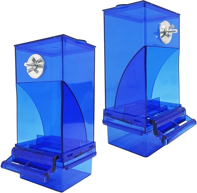 kathson No-Mess Bird Cage Feeder Automatic Parrot Feeders Seeds Container Acrylic Finch Foraging Feeders Parakeet Food Dispenser Cage Accessories for Small Birds Canary Budgie Lovebirds
