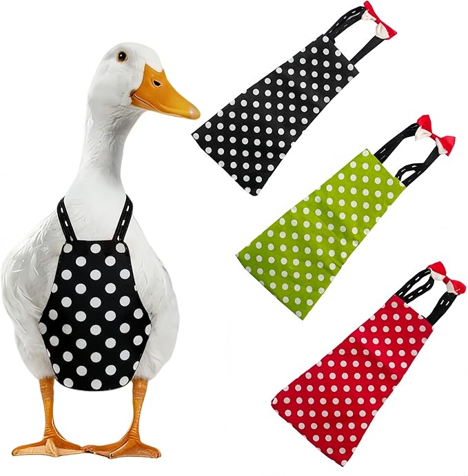 2 Pack Chicken Diapers for Hens, Roosters, Diapers for Ducks, Ducklings, Reusable Pet Diaper with Bow Ties Waterproof Poultry Nappies for Geese Pet Ducks-Red&Black Polka,L