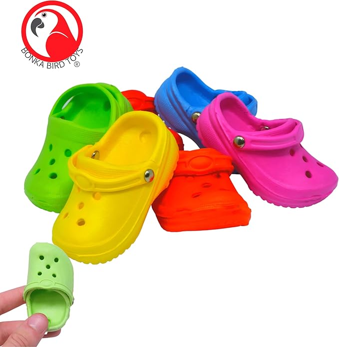 Bonka Bird Toys 2183 Pack of 6 Mini Sandals – Chewing Bird Toys for Budgies, Parakeets, Conures & Cockatiels – Small Bird Foraging & Enrichment Toys