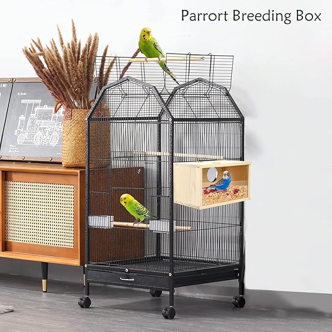 Parrot Nesting Box Cockatiel Nesting Box Bird Breeding Box House Handcrafted Wooden Acrylic Transparent Bird Box with Detachable Wooden Board for Parakeets Cockatiel Budgie Conure Parrot S