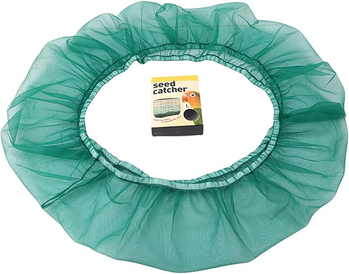 Elastic mesh Bird cage Cover dust-Proof Bird cage Skirt Round Bird cage Accessories,L Green