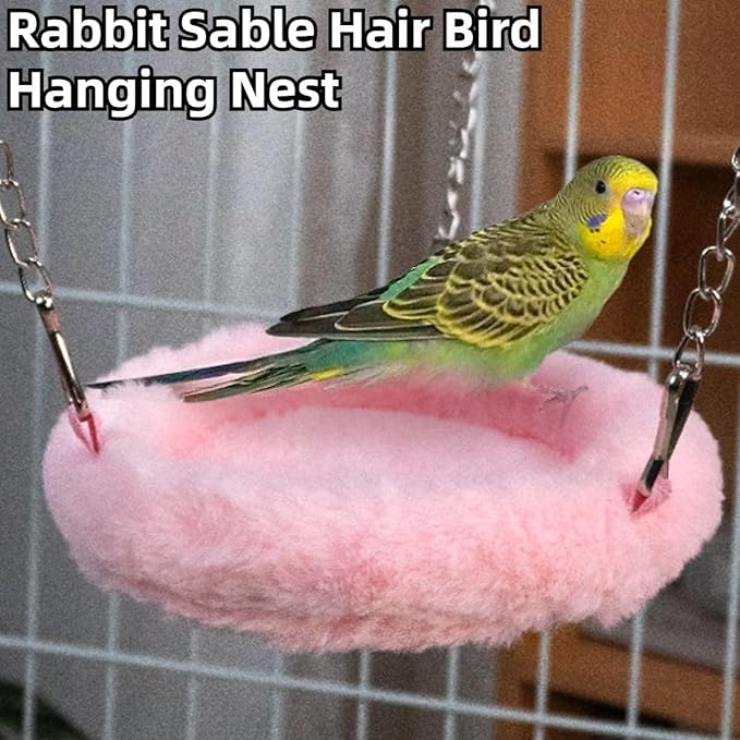 Bird Soft Nest Hanging Hammock Bed Toy for Parrot Parakeet Cockatiel Conure Lovebird Finch Canary Budgie Hamster Rat Gerbils Cage Perch (Pink,M)