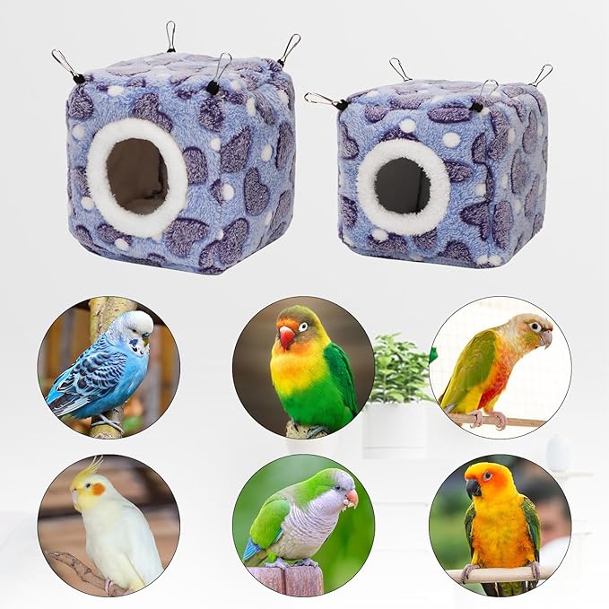Hypeety Bird Hammock Nest House Parakeet Toys Hanging Warm Bird Nest for Parrot Hamster Small Animal Hanging Bed Bird Cage Accessories (S, Purple)