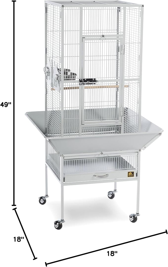 Prevue Pet Products Wrought Iron Select Bird Cage - Steel Cage with Rolling Stand and Seed Guards, Durable Design, Ideal for Cockatiels and Medium Birds - Pewter Hammertone