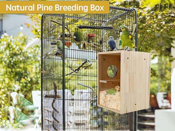 Bird Nest Box Parakeet Breeding Nest Box Bird Nest House Wooden Acrylic Transparent Breeding Box for Finch Lovebirds Cockatiel Budgie Conure Parrot
