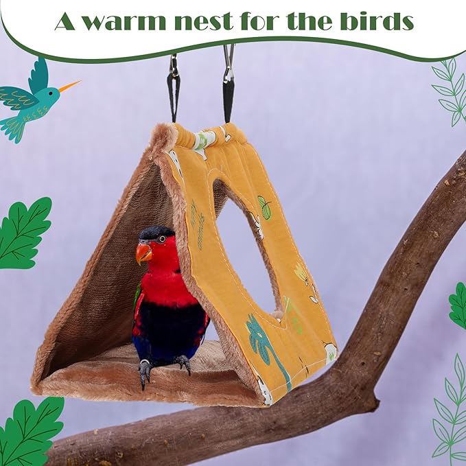 2 Pcs Winter Bird Warm Nest House Bird Bed for Cage, Hanging Hammock, Plush Fluffy Shed Birds Hideaway 9.8 x 5.5 x 5.9 Inch Sleeping Bed Fuzzy for Budgies, Lovebird, Parrot, Parakeets, Cockatiel