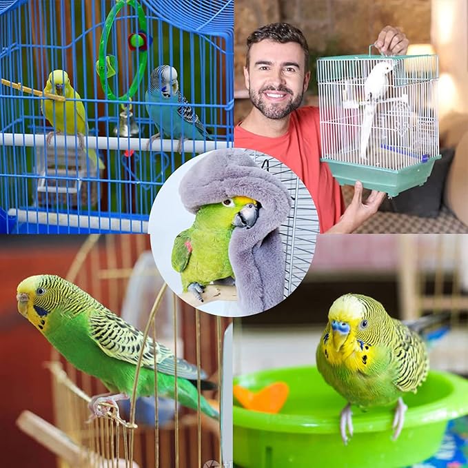 Corner Fleece Bird Blanket,Bird Blanket for Cage,Cozy for Birds,Parrot Cage Snuggle Hut Warm Bird Nest House Bed for Parrots,Small Conures, Lovebirds and Cockatiels L