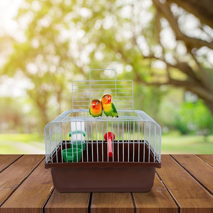 BESPORTBLE Portable Bird Cage for Lovebirds Spacious Travel Carrier with Perch Food Box Waterer Lightweight Convenient Cage for Parrots Small Pets for Outdoor Use