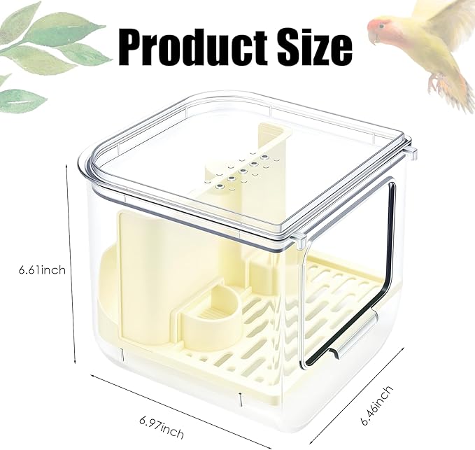 No Mess Automatic Bird Feeder, 2-in-1 Large Capacity Feeding Bowl for Birdcage, Multifunctional Food Container and Bathtub, Transparent Seed Food Container (Transparent)