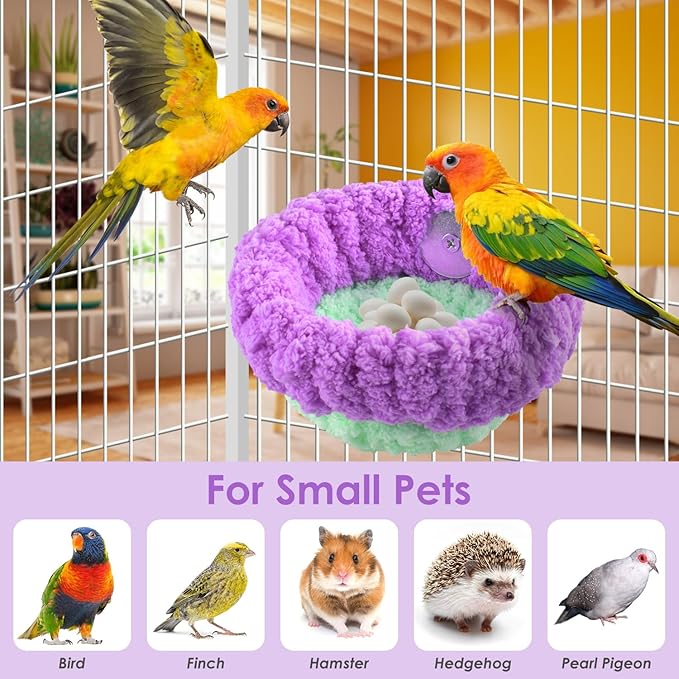KATUMO Bird Nest, 5.5inch Small Parrot Breeding Bed for Budgie, Parakeet, Cockatiel, Conure, Lovebird, Canary, Finch Birds (Purple/Green, Small)