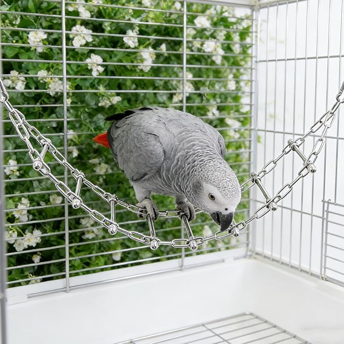 Bird Ladder Bridge, Stainless Steel Hanging Exercise Toy,Cockatiel Toys for Inside Cage, Rustproof & Bite-Proof Metal Ladder for Macaws, Cockatoos, Parakeet, Cockatiel