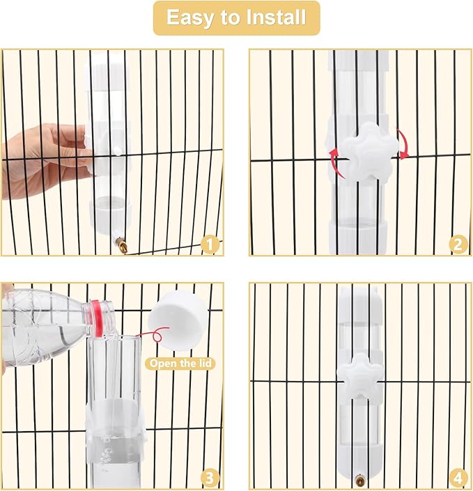 Wontee Bird Water Dispenser Parrot Waterer Automatic Bird Water Feeder for Medium Birds Cockatiel Conure Caique (White (6.8oz))