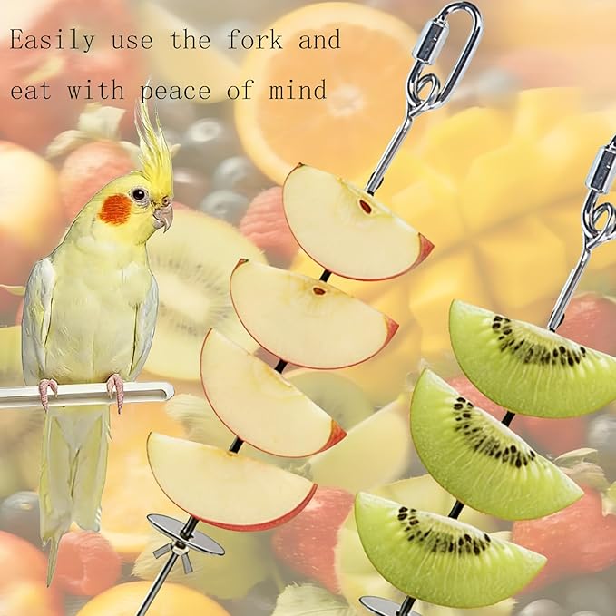 3-Piece Stainless Steel Bird Food Holder, Metal Parrot Foraging Toy, Hanging Fruit Vegetable Feeder Parakeet