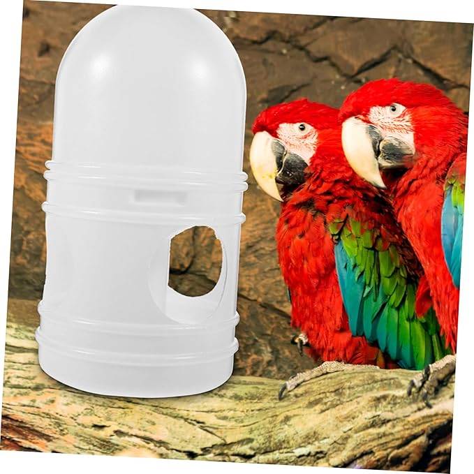 Hemobllo Pigeon Bird Water Dispenser, Plastic Poultry Water Dispenser with Top Handle 1 L Capacity Drinker Waterer Automatic Drinker Feeding for Parrot Chickens Pigeon Dove (2Pcs, White)