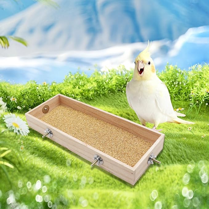 Bird Cage Accessories, Wooden Food Dish for Small to Medium Birds, Bird Feeder for Cage, Food Bowl for Budgie, Cockatiel, Lovebird, Conure, Parakeet, Canary, Kakariki