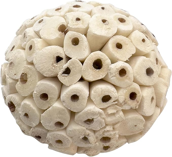 by M&M 5101 Big Sola Bird Balls Pk3 - Handmade Natural Sola Wood Chew Balls, Lightweight Pithy Bird Safe Material, Great Fun for Beaks and Feet, Ideal for Medium Size Pet Birds