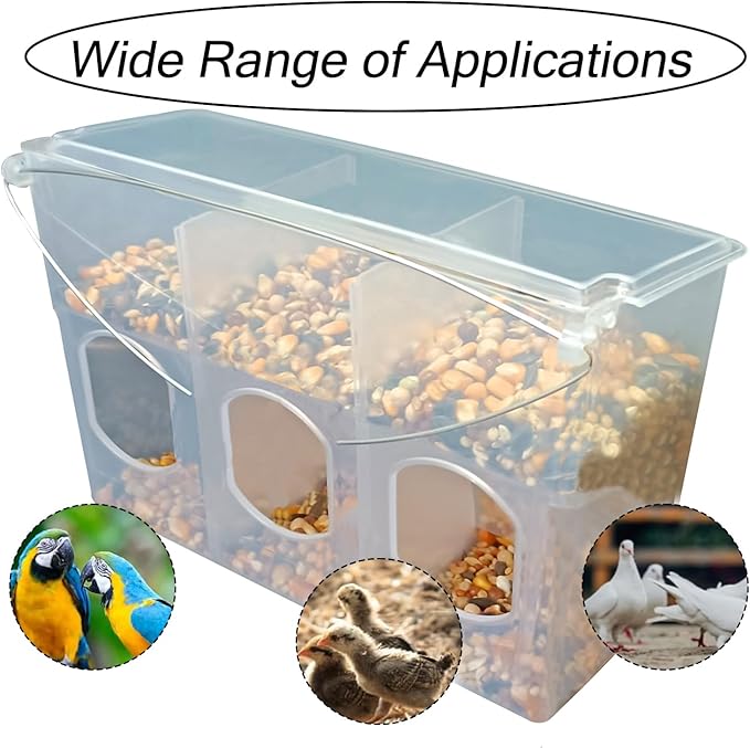 Automatic Pigeon Bird Feeder Water, Plastic Feeder Water Dispenser Drinkers for Cage, No Mess Hanging Parrot Food Feeding, Cage Accessories for Parakeet Quail Bird Chicken (3 Hole - Iron Wire)