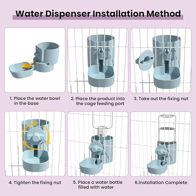 No Mess Bird Feeder Water Dispenser Set,Automatic Parakeet Feeder Cage Accessories,Parrot Transparent Food Container Drinker for Cage,Canaries Budgies Lovebirds Cockatiels Finches (Blue)