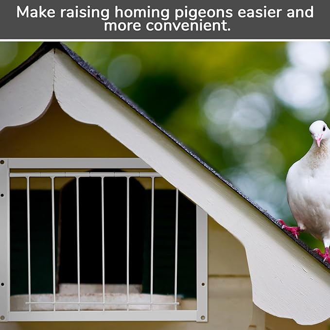 Suzile 2 Pcs 11.81" x 10.24" Pigeon Cage Door Bird Wire One Way Entrance Iron Pigeon Trap Bird House Door for Racing Supply Birdcage Breeding, White
