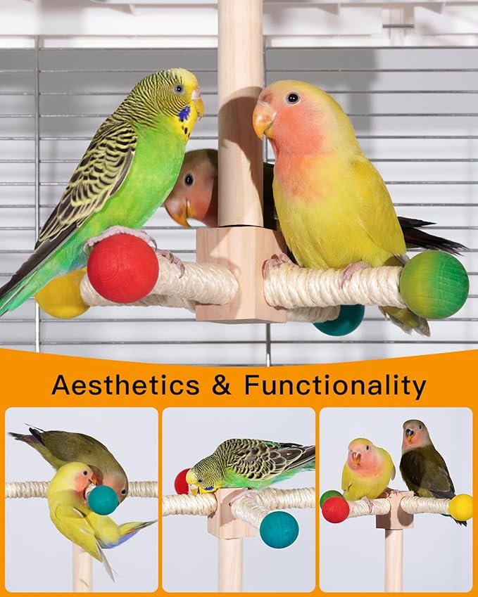 Bird Perch Toy, 360° Rotating Parrot Perch, Interactive Spinning Bird Cage Toy for Budgies, Cockatiels, Lovebirds, Parakeets and Small to Medium Birds