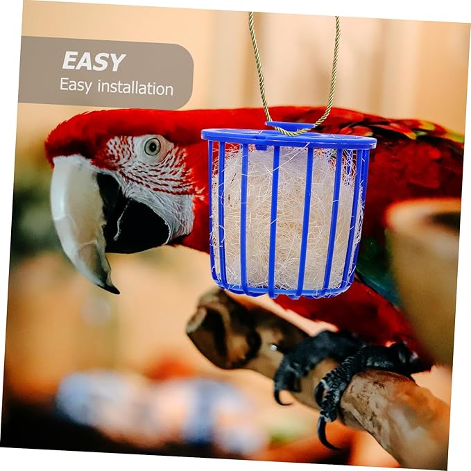 BESPORTBLE Bird S Nest Toys Set - Natural Nesting Material for Parakeets Easy to Install Hanging Cage Nest Ideal Bird Supplies for Stress Relief and Comfort 2.91 X 2.91 X 2.75 Inches