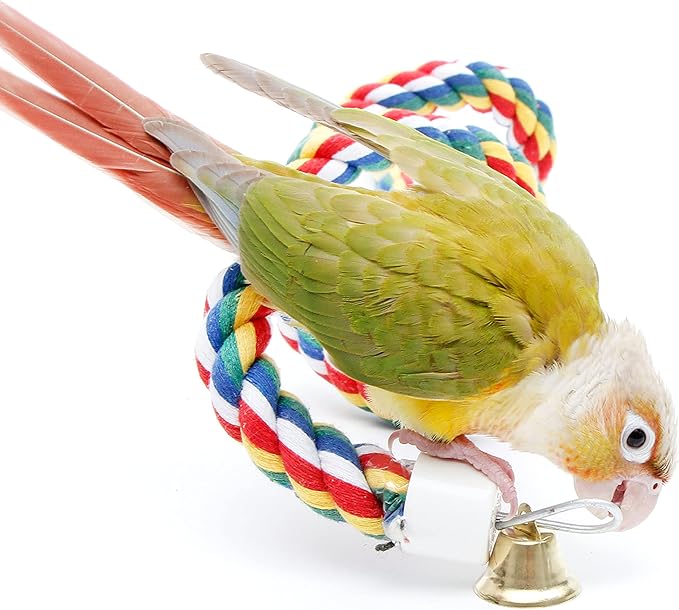 Youngever 2 Pack Birds Toys, Bird Ropes, Bungee Bird Toys, Bird Perches