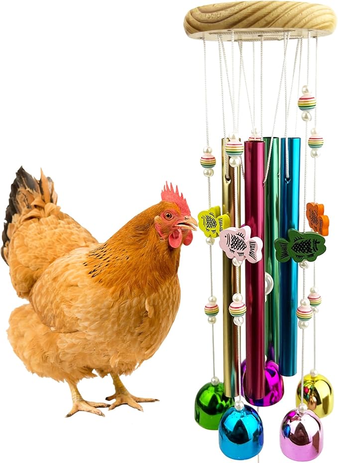 Chicken Toys for Coop, Chicken Wind Chime Enrichment Toys, Hanging Chick Peck Toy with Colorful Bells, Home Garden Musical Coop Accessories, Coops Toy for Hens Chicks Poultry Birds Parrots