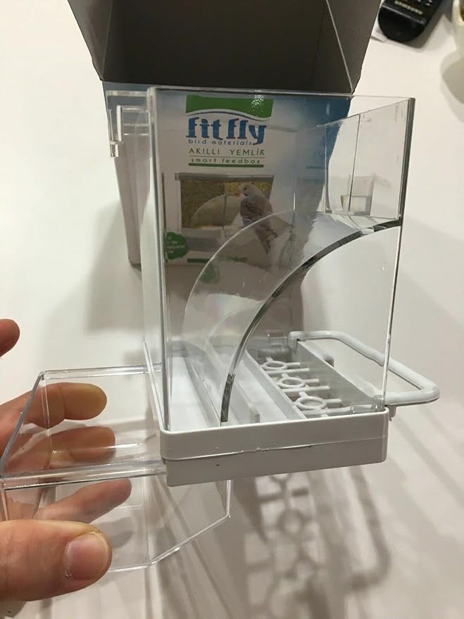 Bird AutomaticAuto Feeder No Mess Feeding Station Acrylic Transparent Clear Acrylic Suitable for Parakeet, Canary, Budgie, Cage, Aviary