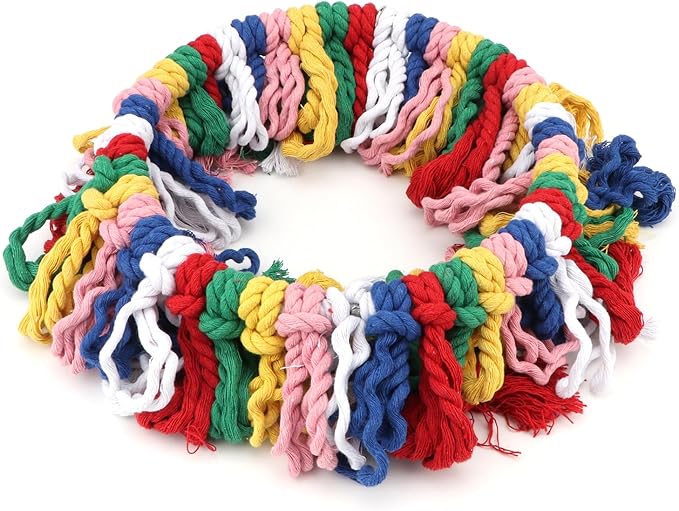 Wontee Bird Rope Chewing Toys Parrot Cage Bite Toys Colorful Hanging Ring Swing Perch for Cockatiel Conure Quaker African Grey Amazon Parrots