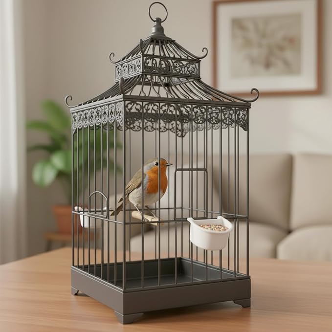 6 Pcs Plastic Bird Food Feeder Bird Cage Feeder Hanging Feeding Bowl Seed Container White Food Dishes Bowl Birds Cage Accessories for Small Parakeet Pigeons Conures