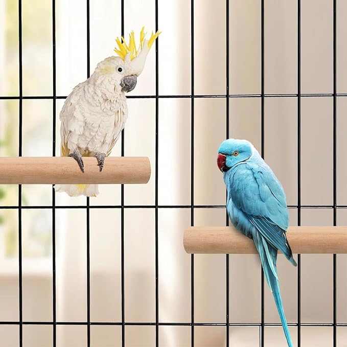 Woohome 7 PCS Natural Wood Bird Perch Stand, 5 Size Bird Parrot Perch Stand Set, Wooden Parrot Perch Stand for Parrotlets Cockatiels Budgies Parakeets