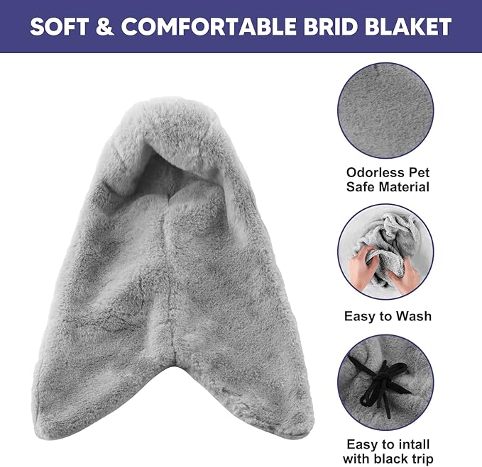 Bird Buddy Corner Fleece Bird Blanket Cozy Bird Bed Warmer Parrot House for Cage Hanging Hammock Toy for Greys Amazons Parakeet Cockatiel Conure Lovebirds Finch Canaries(M)