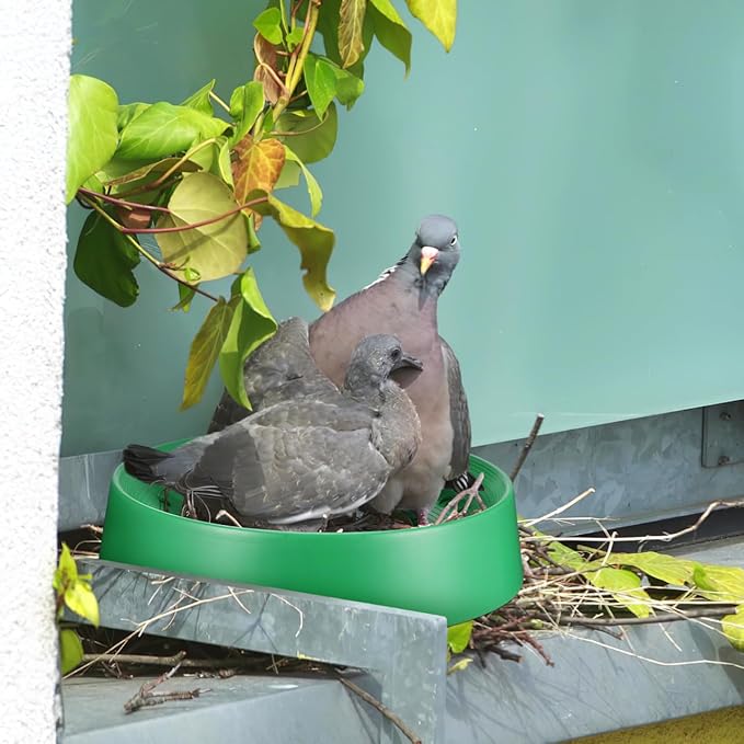 Balacoo 10 Pcs Pigeon Nest Bowl, Durable Plastic Pigeon Nesting Box with Comfort Pad, Breathable Washable Bird Breeding Hatching Bowl for Parakeet Quails Doves and Small Birds (Green)