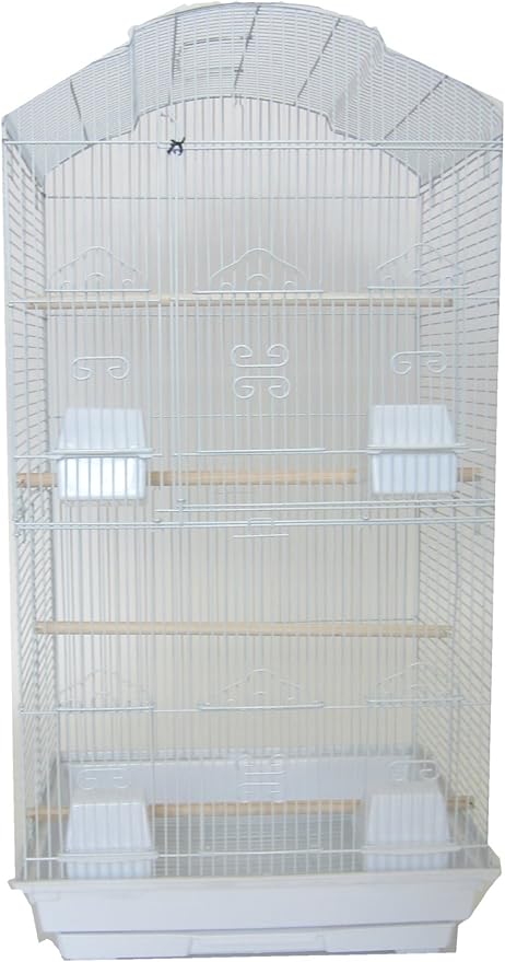 YML 3/8-Inch Bar Spacing Tall Shell Top Bird Cage, 18-Inch by 14-Inch, White