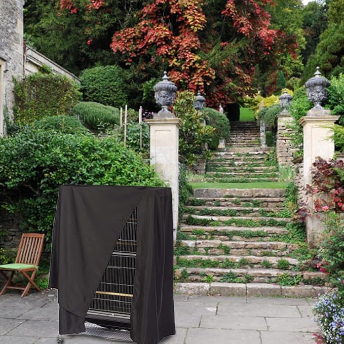 Universal Bird Cage Cover, Waterproof Oxford Cloth, Black, Solid, 122x104x69 cm/48.03x40.94x27.17 inch, Nighttime Sleep