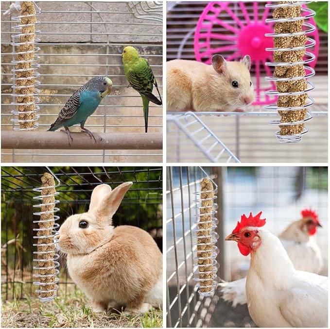 2PCS Bird Food Holders, Stainless Steel Parrot Feeder Basket Bite Resistant Bird Fruit Vegetable Skewer for Parrot Finch Canary Cockatoo