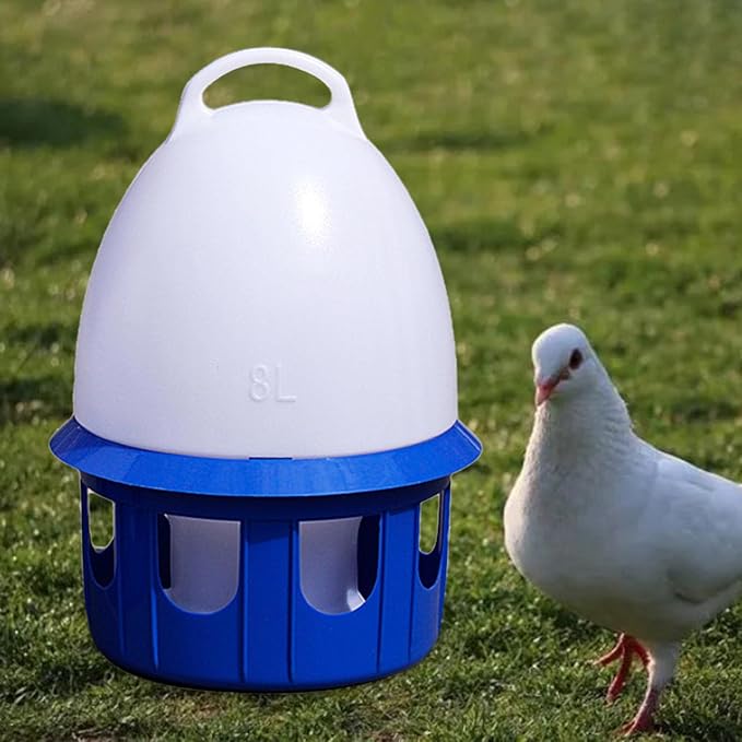 Gralara Large Capacity Pigeon Waterer Drinker with Handle Outdoor Hanging Cage Accessories Automatic Bird Water Dispenser for Canary, Parakeet, Dove, 8L D 22cm H 38CM