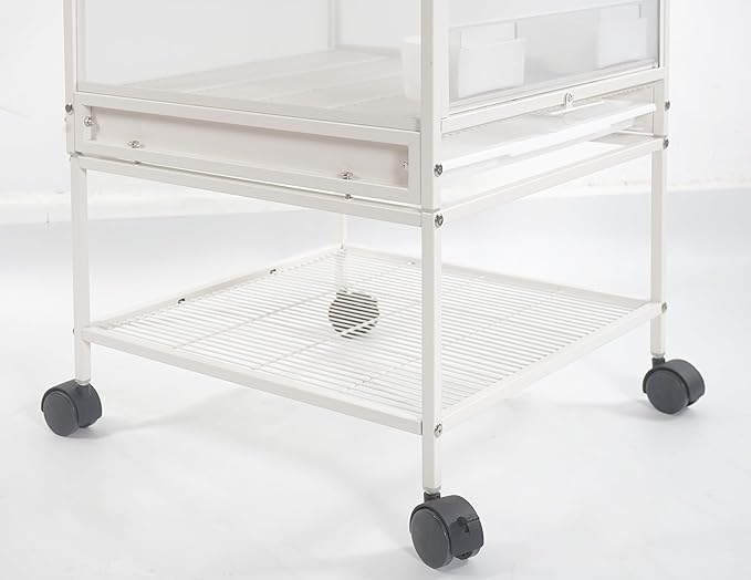 Stackable Breeding Bird Cage with Splash-Proof Baffle, Rolling Stand with Wheels, for Aviaries, Canaries, Cockatiels, Lovebirds, Finches, Budgies, Small Parrots, White. (2F)